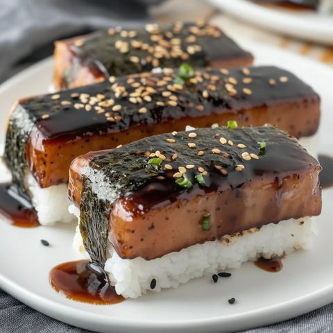 照烧酱拌饭团配海苔芝麻