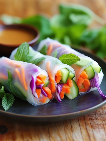 蔬菜卷配花生酱蘸料