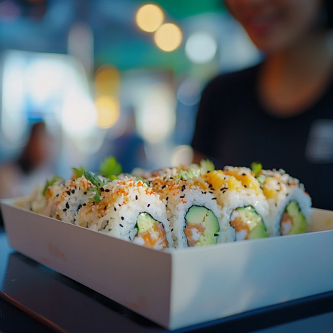 整齐打包寿司外卖盒