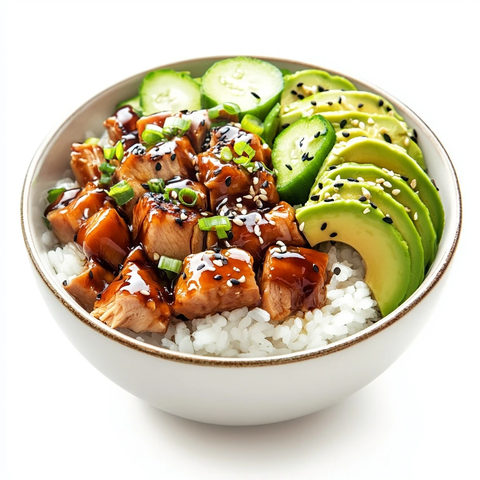 照烧鸡饭配牛油果切片