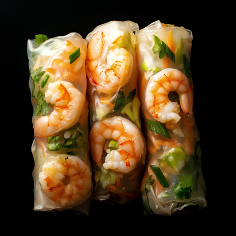 虾仁蔬菜春卷俯视图