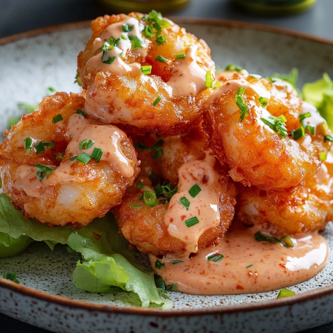 炸虾球配粉红辣椒酱