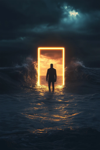 风暴海洋中的金色门道