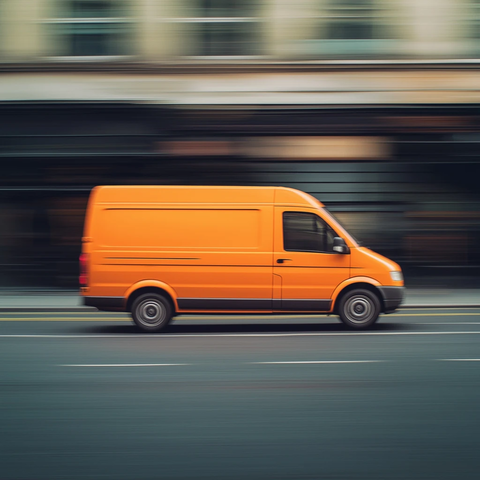 橙色货车行驶动态模糊