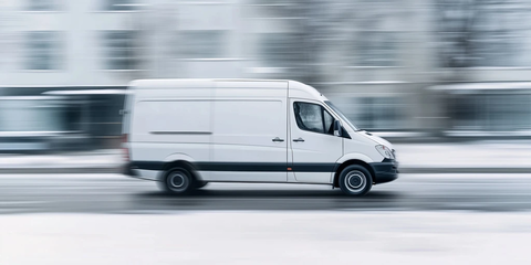 白色货车侧面动态模糊