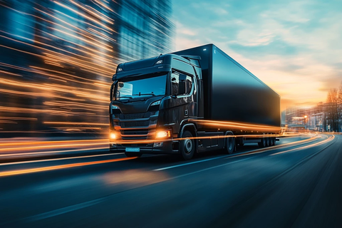 物流卡车行驶城市道路
