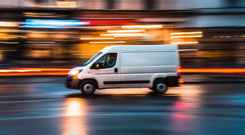 白色货车快速行驶