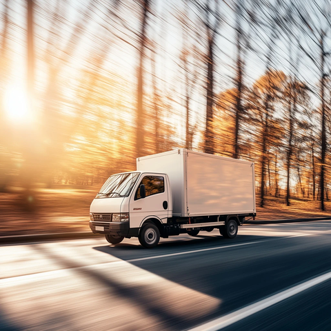 白色小货车木纹路动态模糊