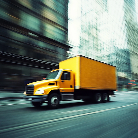 黄色货车城市穿梭