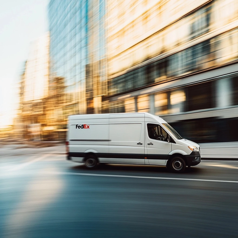 快递车城市街道行驶