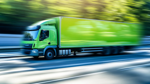 绿色冷链车快速行驶