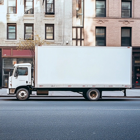 白色货车行驶中