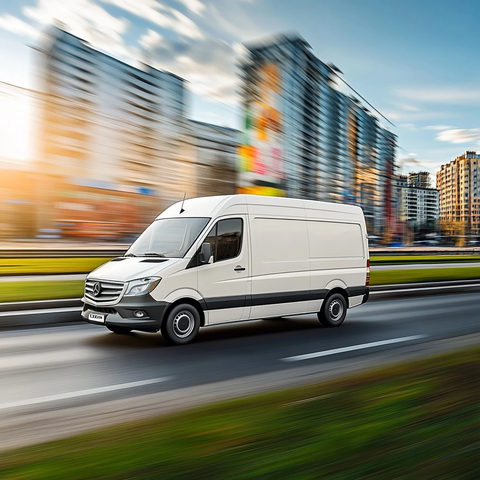 白色城市道路行驶