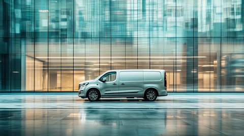 银色别克商务车与玻璃幕墙