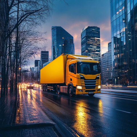 黄色货车城市快速运输