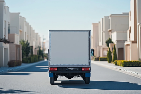 白色货车背面贴纸细节