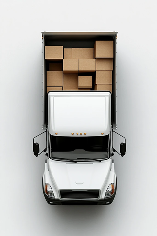 货物运输卡车顶部视角
