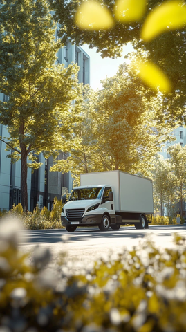 阳光下货车与周围环境