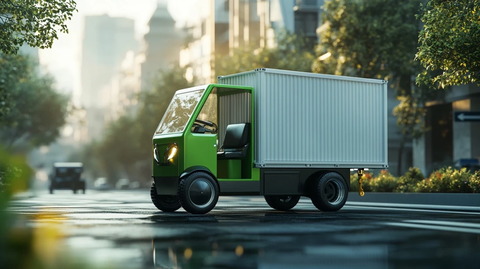 电动三轮车载货箱街道场景