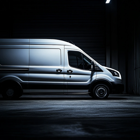 白色货车仓库特写