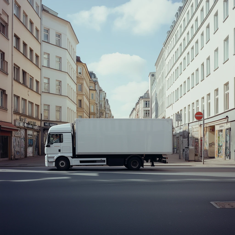 白色卡车城市街道