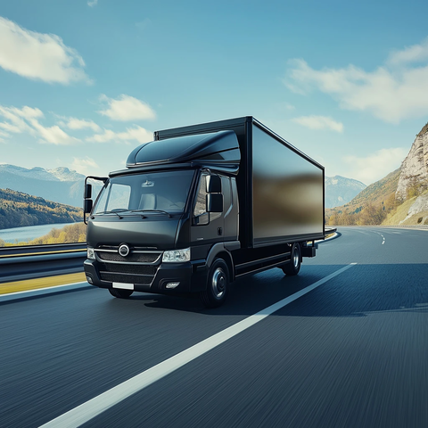 黑色小型货车行驶前方