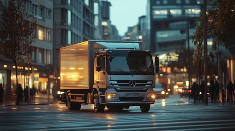 银色梅赛德斯卡车街景