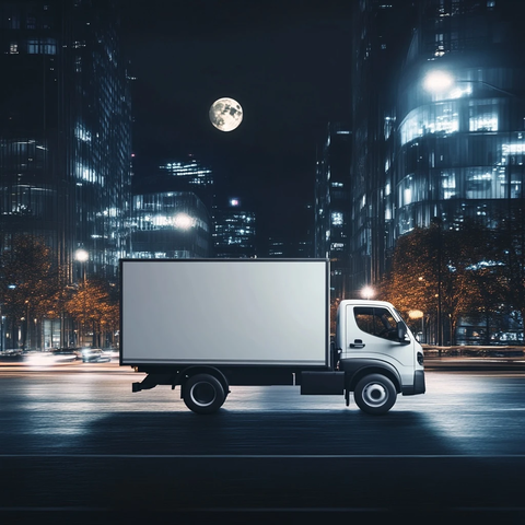 夜间城市货卡车月光