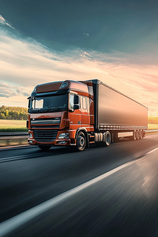 高速行驶的卡车清晰轮胎