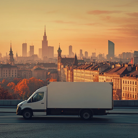 货车与城市背景