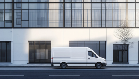 白色货车停靠公司大楼前