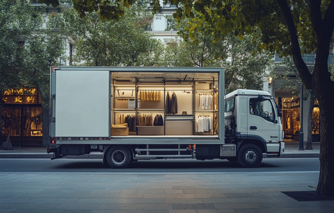 城市中心家具运输卡车展示
