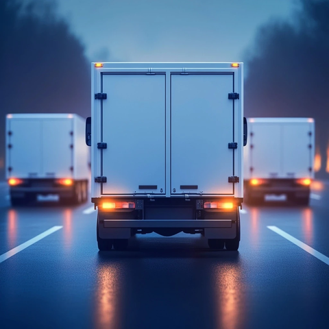 小型货车队列后视图