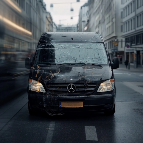 损坏奔驰停车场模糊影像