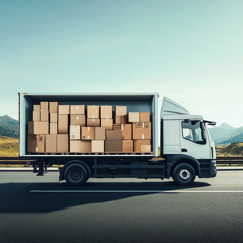 白色货车运载箱子