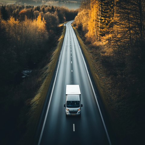 路中行驶的货车轮胎