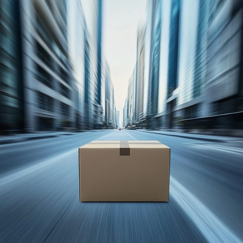 快速移动的快递箱街景