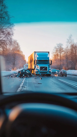 卡车前窗视角事故现场