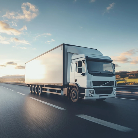 白色货车行驶在道路上