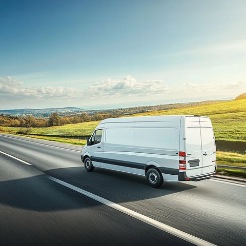 白色货车行驶在高速公路