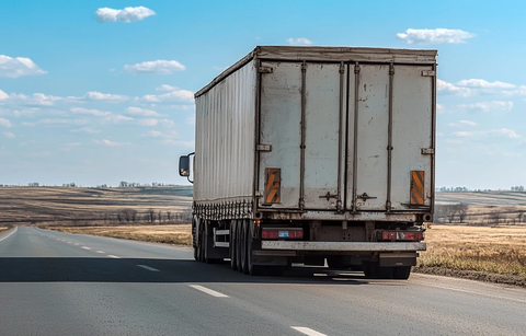 白色货运卡车空载行驶