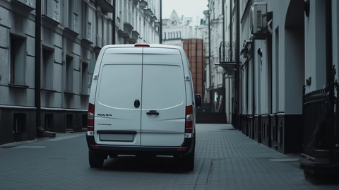 白色货车后视图