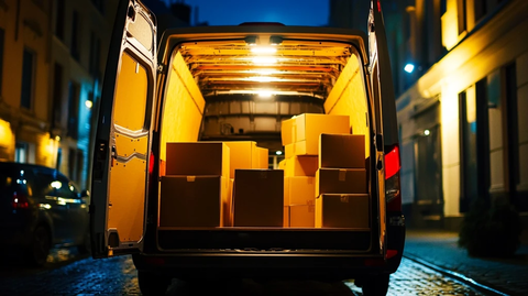 后方视角货车敞门箱子