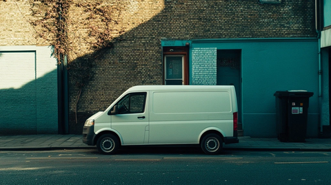 现代白色货车停靠高街