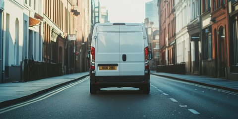 白车驶过狭窄街道