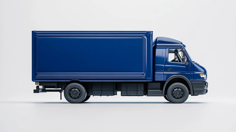 蓝色卡车蓝色货箱水平视角