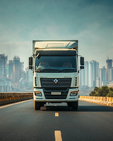 印度卡车停在城市道路