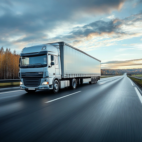 卡车行驶在俄罗斯道路