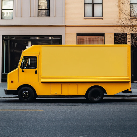 街边黄色无窗食品车