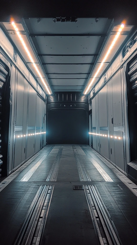 空置大型货车内部灯光